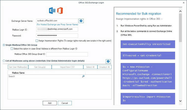 Select Office 365 as a destination